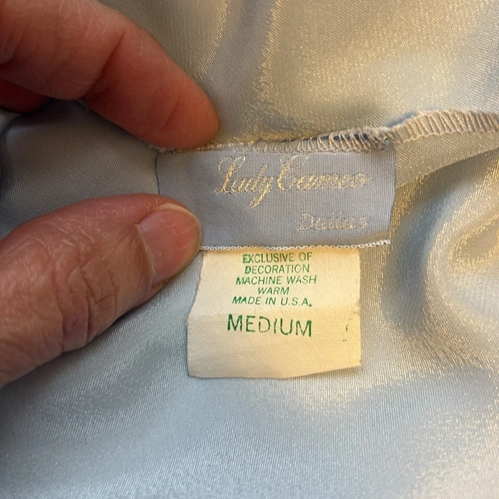 Vintage Silky Slip Chemise Spaghetti Straps Pale Blue Size M - Picture 4 of 5